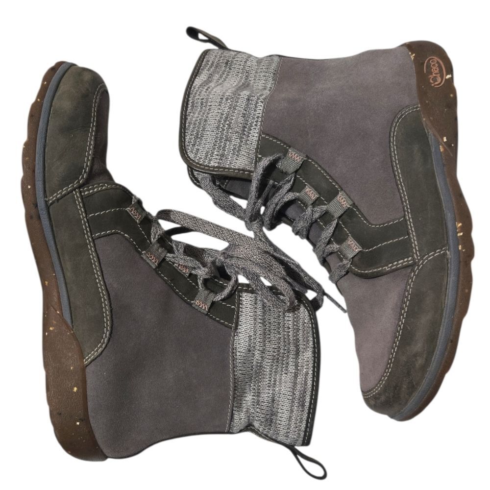 Chaco Barbary Gray Wool Leather Casual Lace-up Waterproof Boots Size 8.5